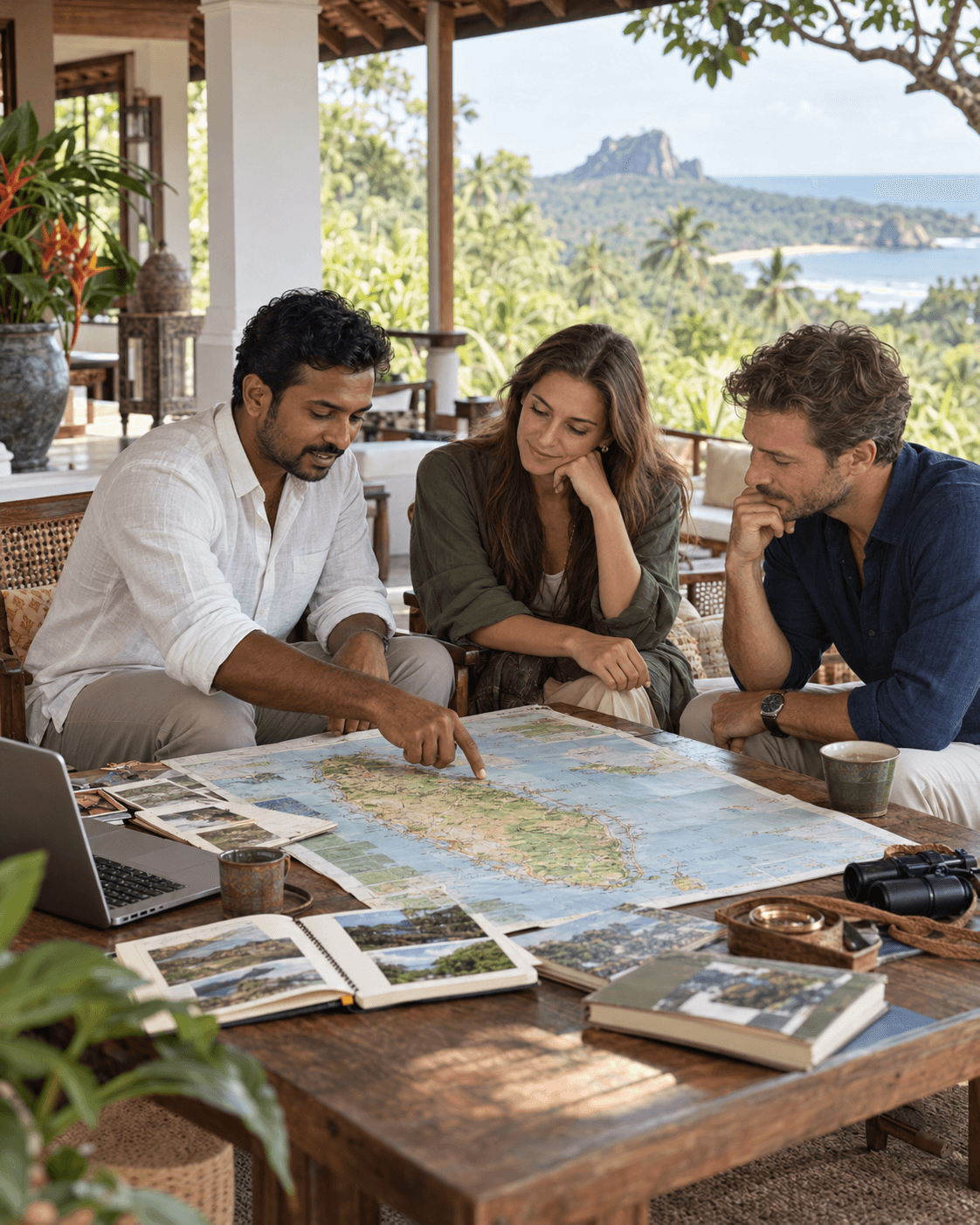 A Sri Lankan trip designer planning a private route with travellers